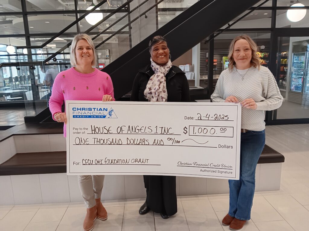 Check Presentation in front of stairs