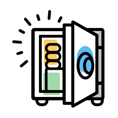 illustration of vault with cash and coin